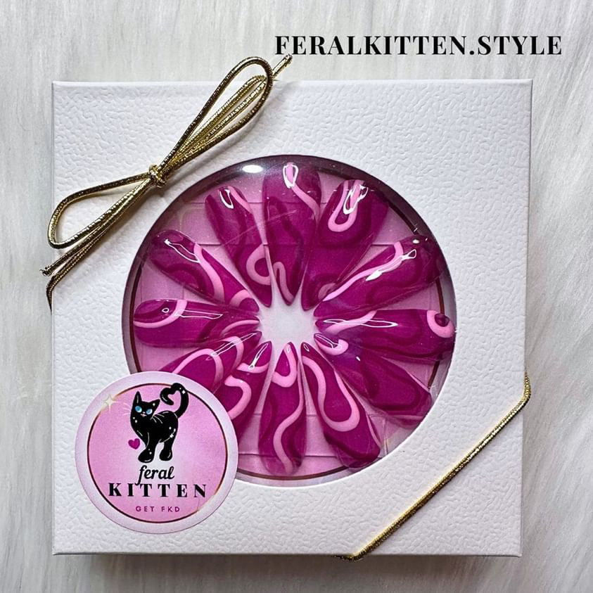 Tickled Pink β Custom Press On Nails by Feral Kitten