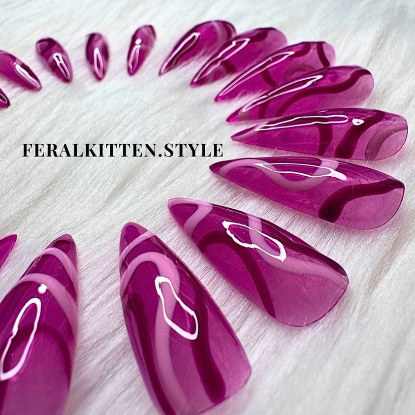 Tickled Pink — Custom Press On Nails by Feral Kitten