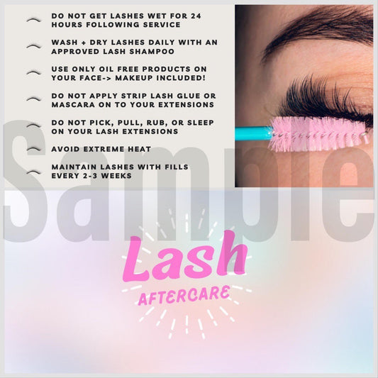 Lash Extension Aftercare Instruction Cards — Cotton Candy Clouds ☁️