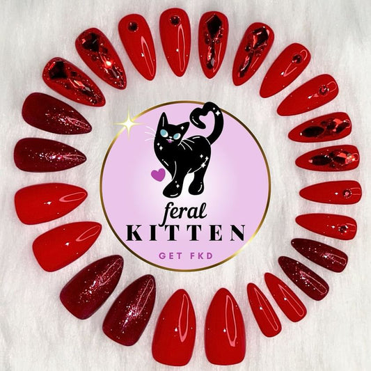Paint The Town Red — Custom Press On Nails from Feral Kitten