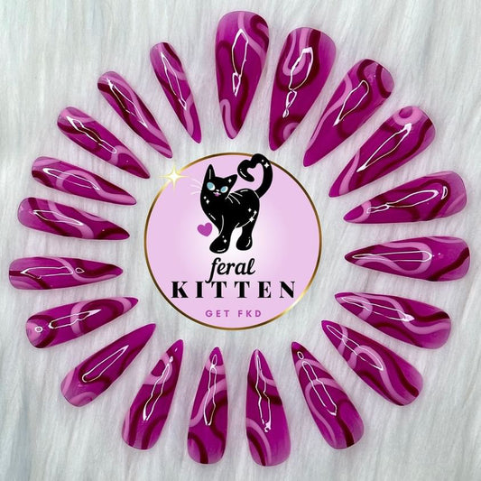 Tickled Pink — Custom Press On Nails by Feral Kitten