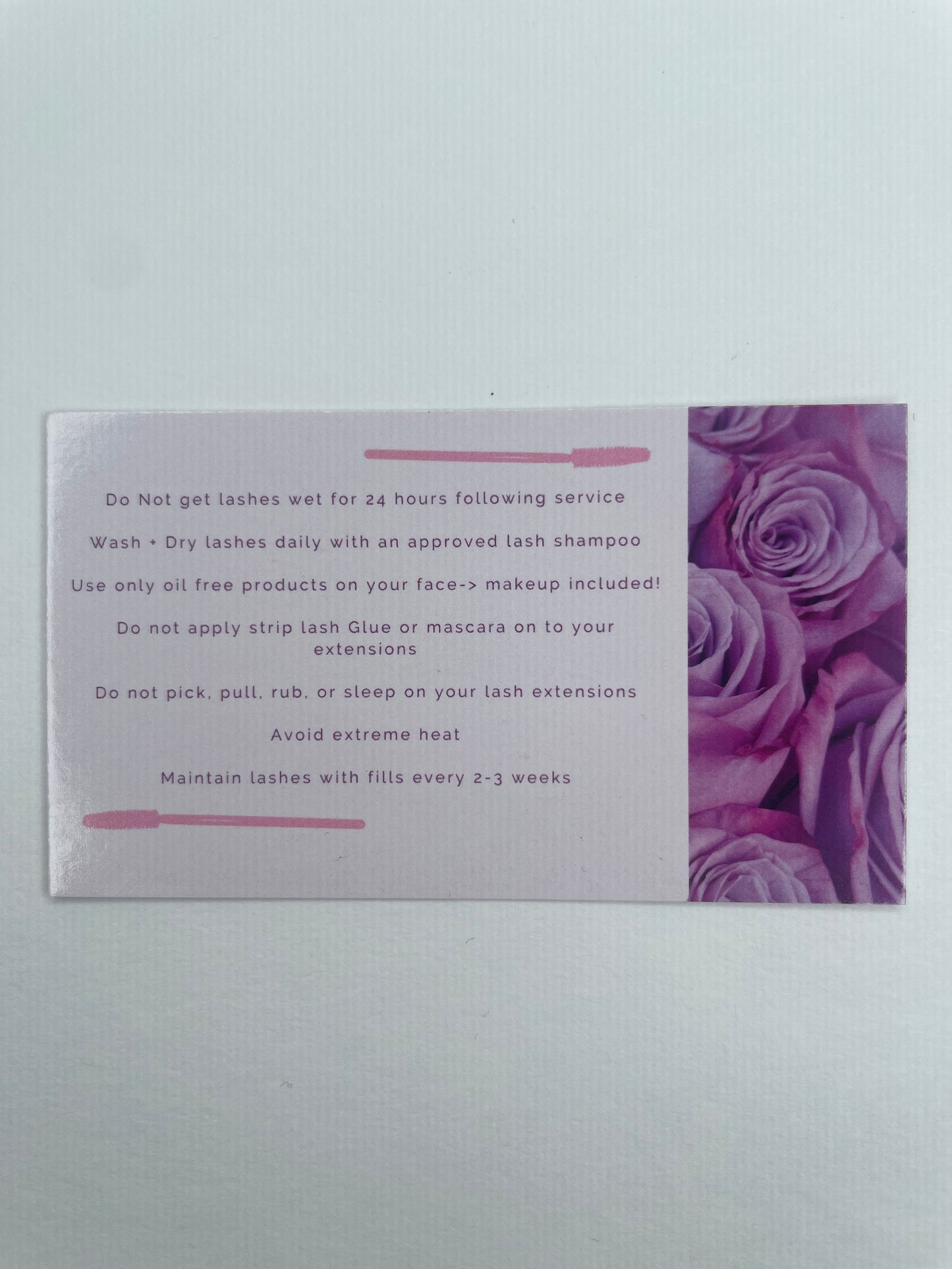 Lash Extension Aftercare Instruction Cards — Give Them Roses 💐