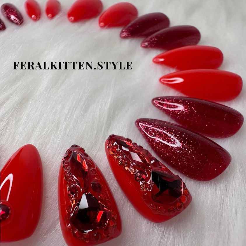 Paint The Town Red — Custom Press On Nails from Feral Kitten