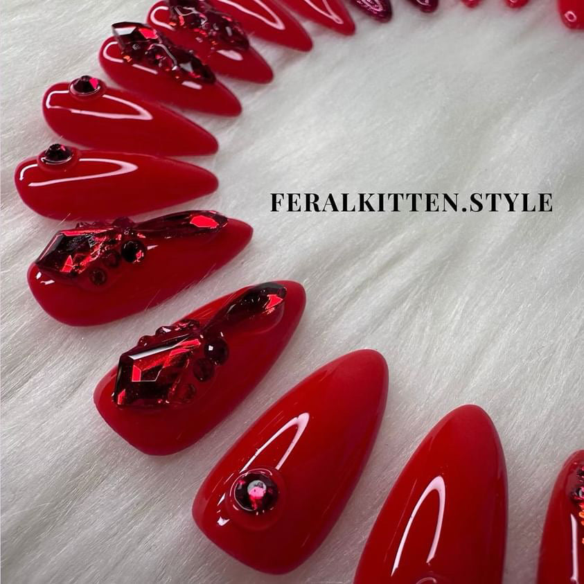 Paint The Town Red — Custom Press On Nails from Feral Kitten