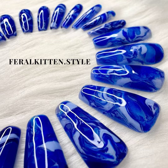 “Blue Bayou” — Custom Press On Nails by Feral Kitten