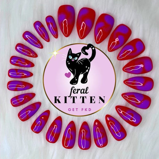 “Burning Love” — Custom Press On Nails by Feral Kitten