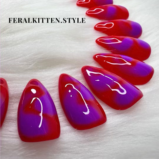 “Burning Love” — Custom Press On Nails by Feral Kitten
